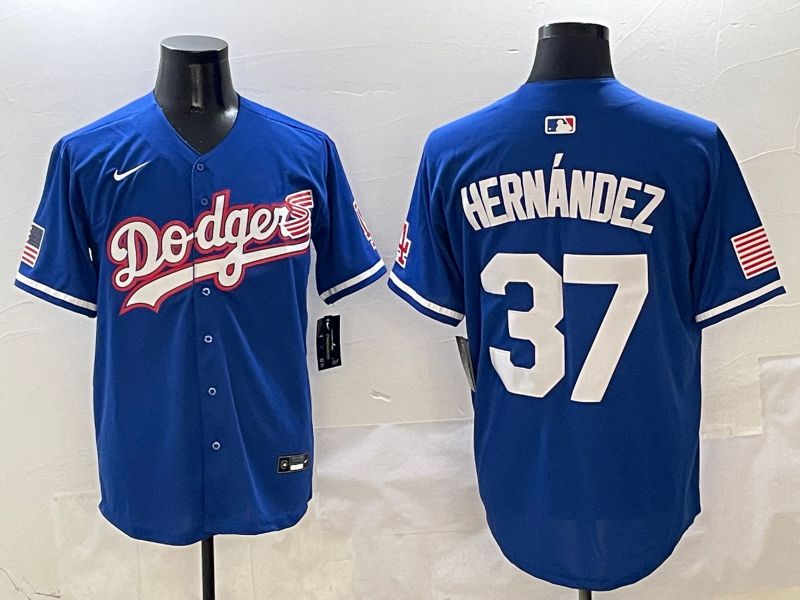 Men Los Angeles Dodgers #37 Hernandez Blue Second generation Joint Name Nike 2025 MLB Jersey style 1->los angeles dodgers->MLB Jersey